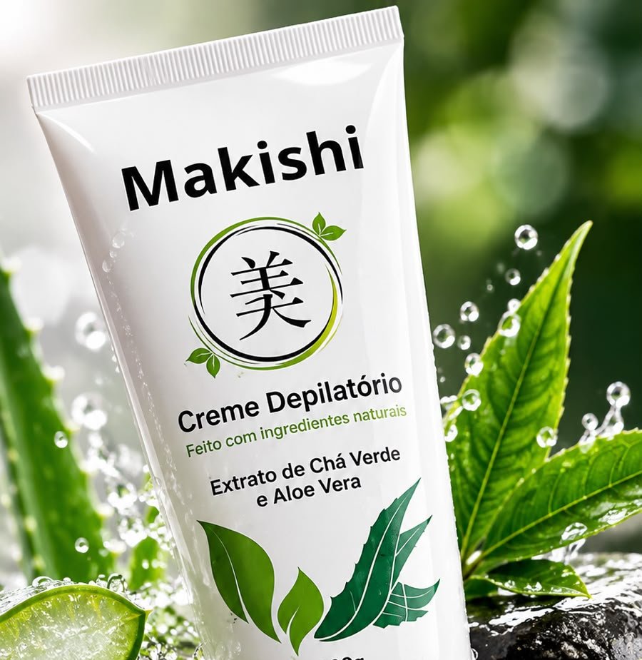 Creme Depilatório Makishi 100 g com extrato de chá verde e aloe vera